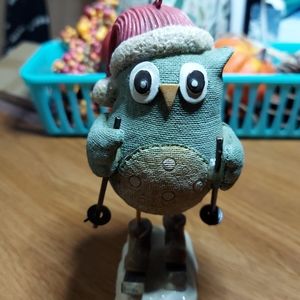 Cute Skiing Snow Owl Figurine Decor